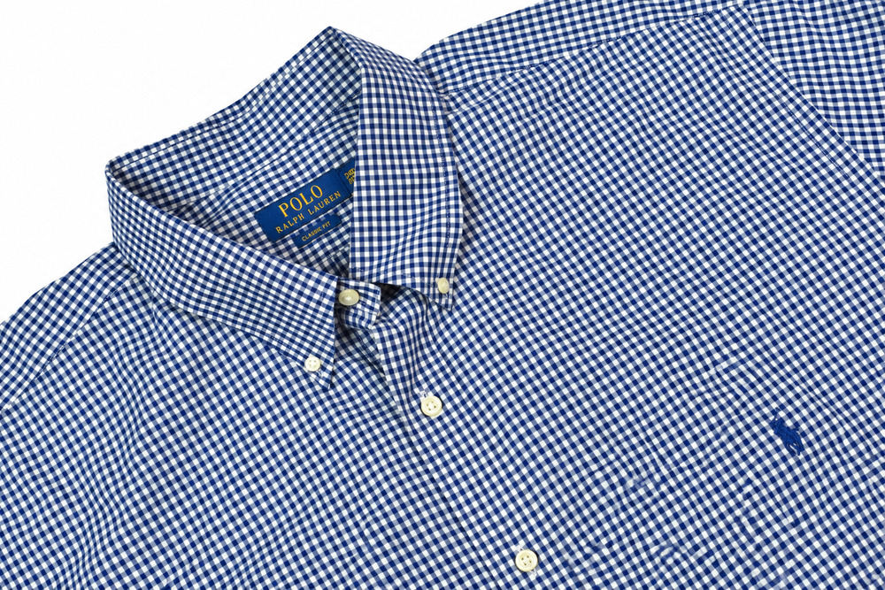 Polo Ralph Lauren Shirt Mens 2XB Blue White Plaid Long Sleeve Button-Down